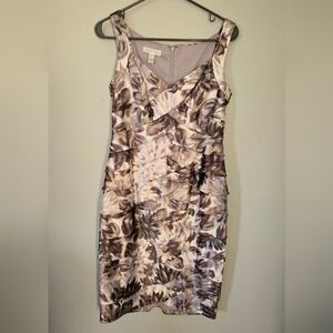London Times Gray Floral Sheath Dress Size 6